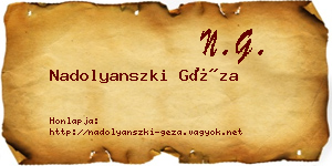 Nadolyanszki Géza névjegykártya